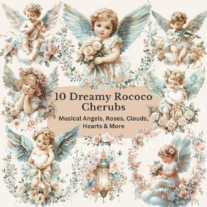Cherubs, Roses, Ornaments Clipart Bundle