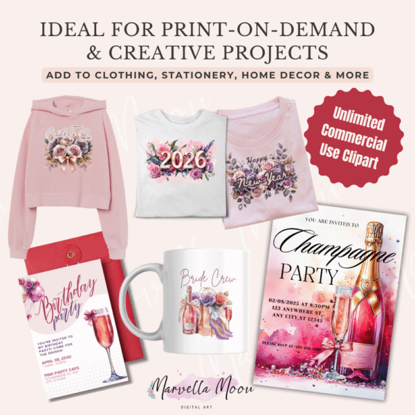 Girly clipart bundle for Print-on-Demand & Creative Projects
