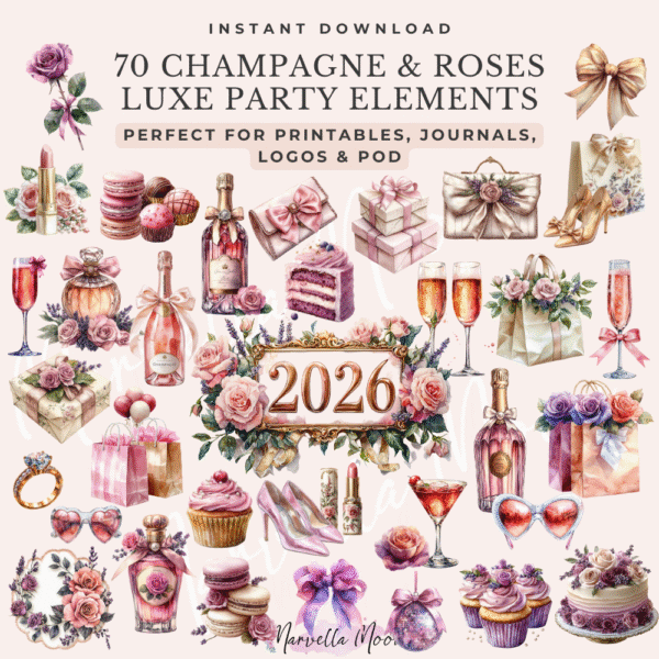 Girly party accessories clipart set