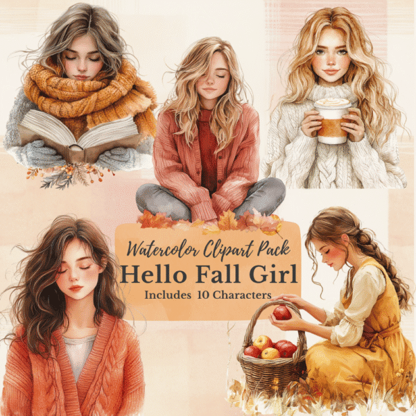 Hello Fall Girl Digital Art Pack