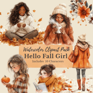 Hello Fall Girl Clipart Bundle