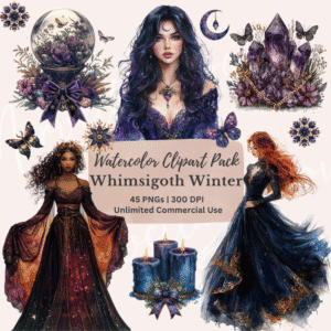 Watercolor clipart Pack Whimsigoth Winter png's