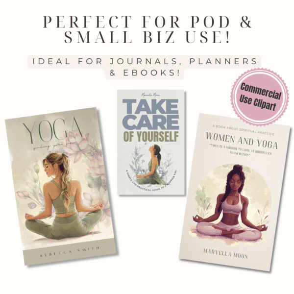 Yoga Girl Clipart Bundle – 25 Inspiring Watercolor PNGs with Meditation, Crystals & Wellness Florals - Image 5
