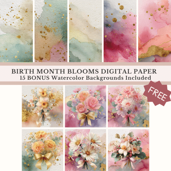 Birth Month Blooms Watercolor background bonus
