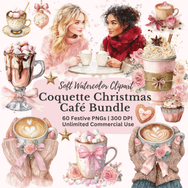 Coquette Christmas Café Clipart Bundle