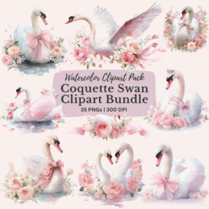 Coquette Swan Clipart Bundle