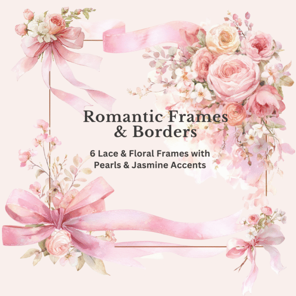 Romantic floral frames & borders clipart