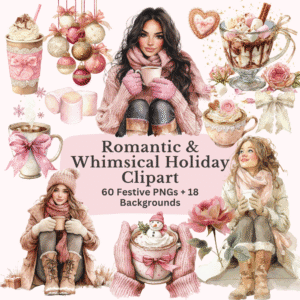 Romantic shabby chic holiday clipart bundle