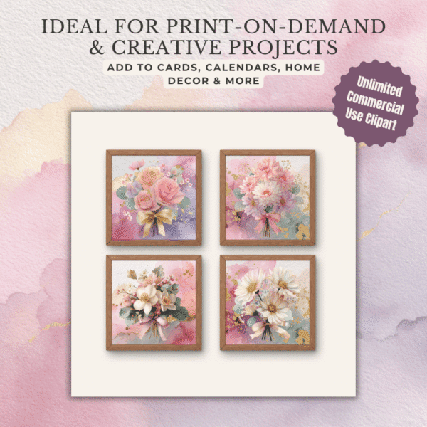 Watercolor birth month floral with soft backgrounds