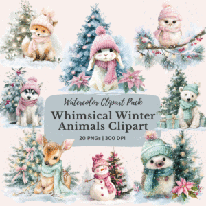 Christmas Winter Animal Clipart Bundle