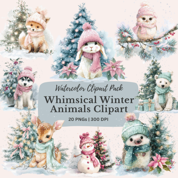 Christmas Winter Animal Clipart Bundle