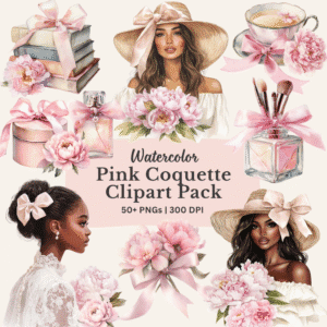 pink coquette watercolor clipart