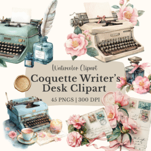 vintage typewriter clipart bundle