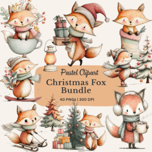 Christmas Fox Clipart Bundle