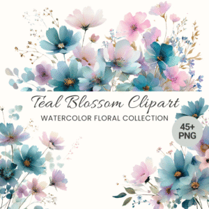 Free Teal Floral Clipart Bundle
