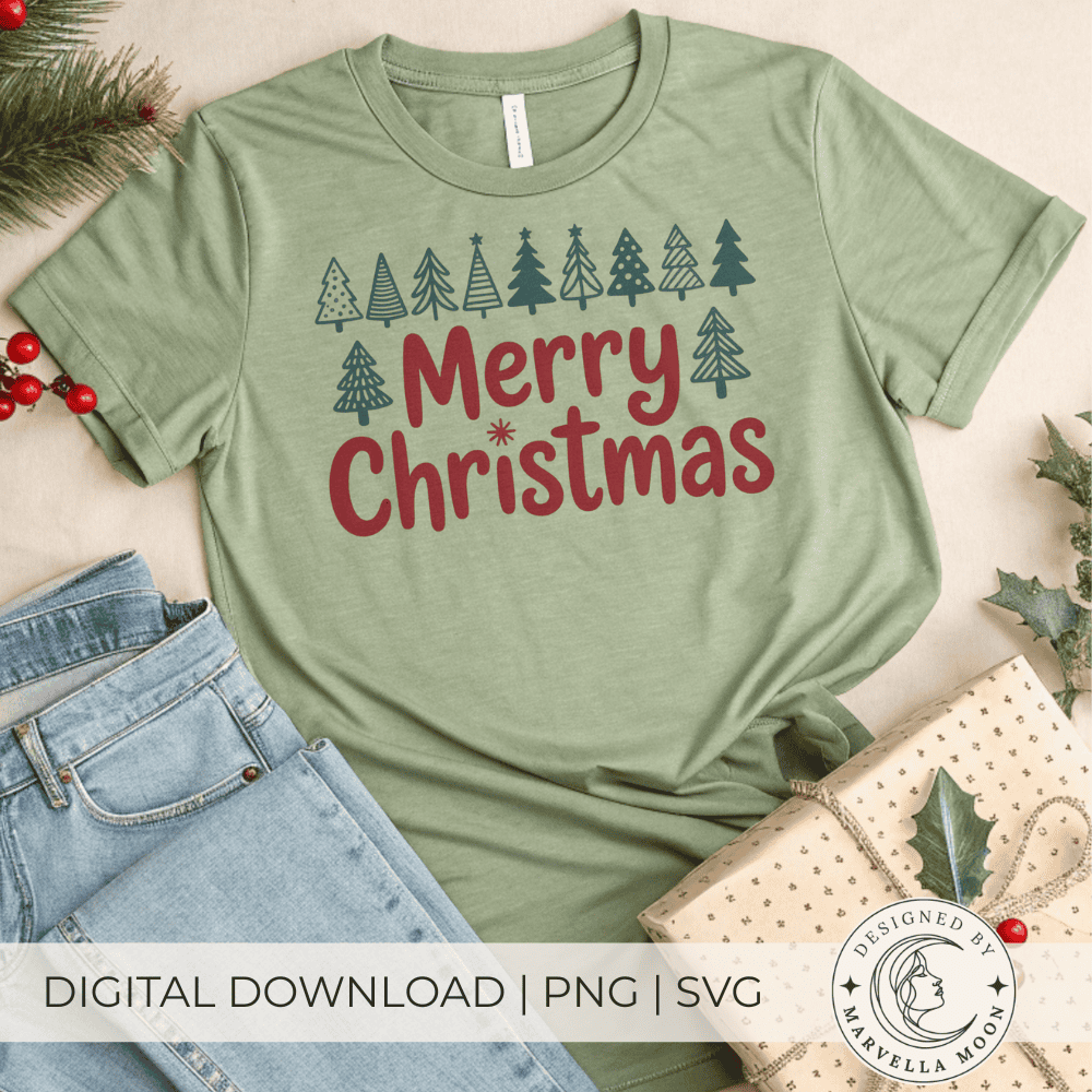 Merry Christmas PNG for Sublimation and Print-on-Demand | Ready-to-Use SVG File for T-Shirts and Mugs 1 Merry Christmas SVG and PNG Design