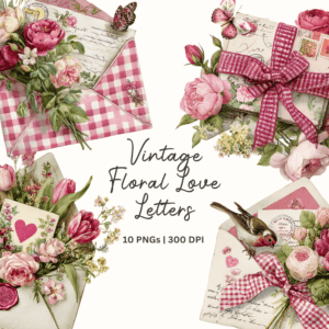 10 Vintage Floral Love Letters Valentine PNGs 10 Vintage Floral Love Letters Valentine PNGs