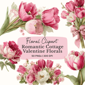 Cottage Valentine Floral Clipart