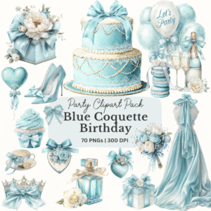blue coquette clipart for parties
