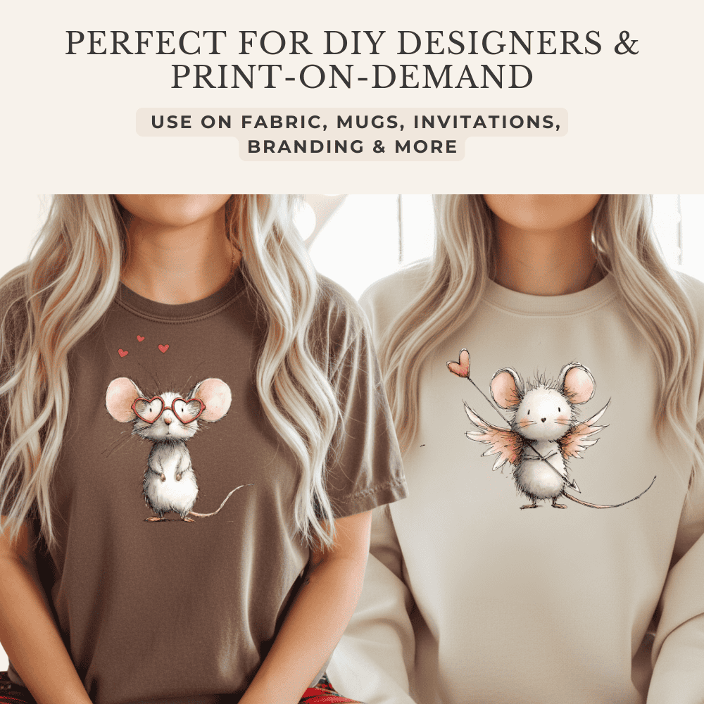 Valentine Mouse Clipart – 18 Whimsical Love Letter Mice PNGs | Watercolor Illustrations for Cards & Crafts 7 mouse clipart perfect for DIY designers and valentine projects